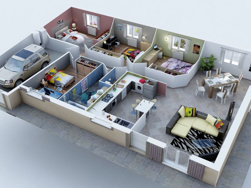 Thiết kế Không gian nội thất mô hình hài hoà và tiện nghi