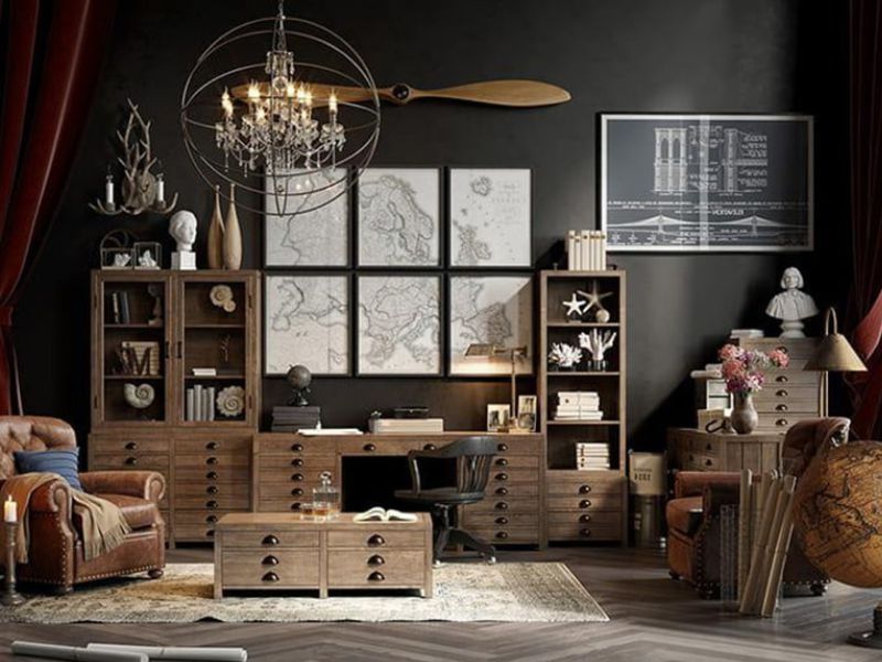 Nội thất phong cách Vintage với màu sắc ấm và đồ trang trí cổ điển.