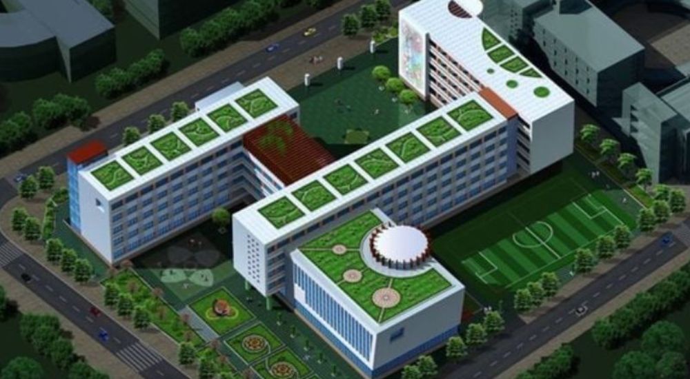 sa bàn mô phỏng trường học tái hiện kiến trúc